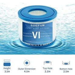 MOWZE Filtre Spa Pour Type VI,Filtre Spa Pour Lay-z-Spa,Cartouche Defiltre Piscine Type VI,pour Type VI 58323,58239,pour 90352E 6 Pack -Accessoire Piscine 63870024 2