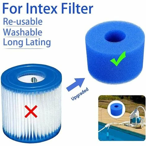 GroupM 8 Pièces Filtre De Purification De L'eau De Piscine éponge Colonne Bleu Filtre éponge Tube Réutilisable Et Lavable Mousse Filtre éponge 3 GroupM 8 Pièces Filtre De Purification De L'eau De Piscine éponge Colonne Bleu Filtre éponge Tube Réutilisable Et Lavable Mousse Filtre éponge – Image 3