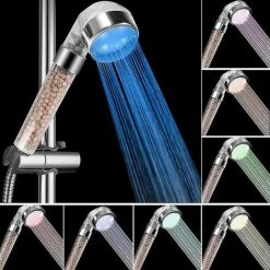 LTS FAFA Pommeau De Douche À Économie D'eau De Douche À Main Led Pommeau De Douche À 3 Couleurs Changeantes Avec Filtre - Grand