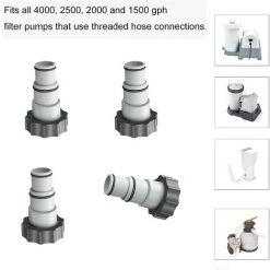 HEGUYEY 4 Pièces Adaptateur Piscine, Remplacement Adaptateur De Tuyau Série Intex A Avec Filetage, Tuyau De Diamètre 1,5" Et 1,25", Adaptateur De Pompe Pour Kits De Piscine -Accessoire Piscine 64098293 3