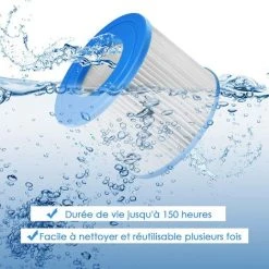 GOPLUS Lot De 6 Cartouche Filtrante Spa Pisicine Rechange En Tissu Non Tissé, Filtre à Cartouche Durable Avec Design Multi-Plis, Cartouches Filtrante Polyvalent, Pour Spa Gonflable Dia.10 Cm X 8 Cm -Accessoire Piscine 64151812 4