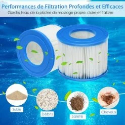 GOPLUS Lot De 6 Cartouche Filtrante Spa Pisicine Rechange En Tissu Non Tissé, Filtre à Cartouche Durable Avec Design Multi-Plis, Cartouches Filtrante Polyvalent, Pour Spa Gonflable Dia.10 Cm X 8 Cm -Accessoire Piscine 64151812 5