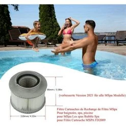 FOZIY MSPA Cartouches De Rechange De Filtre Pour Tous Les Modèles Whirlpool Spas Swimming Piscine,Cartouches Filtrantes Avec Filet Pour MSpa Les Spas Bubble Spa (2 Pièces)，gris，Fonepro -Accessoire Piscine 64171463 3