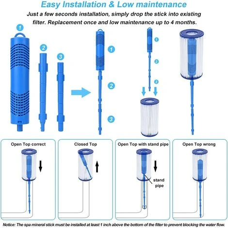 CESIèCLEFOU Filtre Spa Dure 4 Mois Cartouches De Filtres De Piscine à Cartouche Pièces Minérales Pour Spa Et Jacuzzi Cartouche Filtrante Pour Piscine Et Spa Cartouche Spa Bâton Filtre De Piscine, 2 Pièces Lefou 4 CESIèCLEFOU Filtre Spa Dure 4 Mois Cartouches De Filtres De Piscine à Cartouche Pièces Minérales Pour Spa Et Jacuzzi Cartouche Filtrante Pour Piscine Et Spa Cartouche Spa Bâton Filtre De Piscine, 2 Pièces Lefou – Image 4