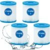 CESIèCLEFOU Lot De 4 Filtres Piscine Pour Taille I,filtres Pour Filtre Gonflable De Piscine,Cartouche De Rechange Pour Filtre De Piscine, Pour Le Nettoyage Des Tuyaux,Type I Lefou