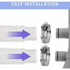 Ensoleillé Tuyau De Remplacement Pour Piscine, Accessoires De Tuyau De Pompe À Filtre Avec 4 Clips Métalliques, Tuyau De Piscine Long De 59x1,25 Pouces Pour Pompe, Accessoires De Piscine -Accessoire Piscine 65111198 5