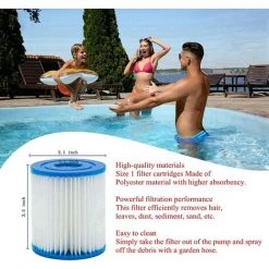 OSQI Cartouche De Filtre De Piscine Taille 1 Pour Bestway, 3,1 X 3,5 Pouces, Pour Piscine Gonflable, Cartouche De Filtre Facile De Remplacement Pour Bestway Type I, Pour Le Nettoyage De La Piscine à Tubes. (paquet De 4) -Accessoire Piscine 65503550 4