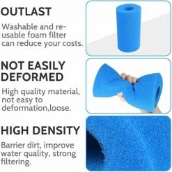 MERéTéET Éponge Filtrante Type A,Filtre De Piscine En Mousse,Filtre Éponge Cartouche,Mousse Pour Filtre Piscine Reutilisable,Filtre Spa Reutilisable (4pièces) -Accessoire Piscine 65789214 3