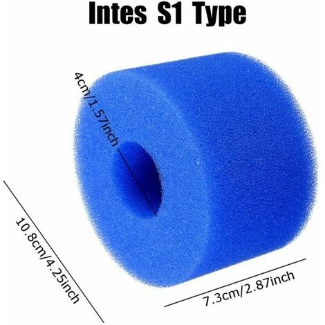 KAEJYIUT Lot De 2 Cartouches De Filtre En Mousse Réutilisables Pour Piscine Type Intex S1 3 KAEJYIUT Lot De 2 Cartouches De Filtre En Mousse Réutilisables Pour Piscine Type Intex S1 – Image 3