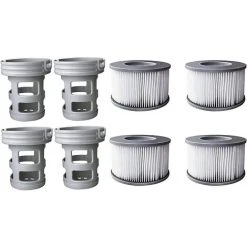 KARTOKNER 4 Filtres + 4 Bases Cartouches Filtrantes Pour Piscines Gonflables MSPA - Adaptateur De Base Vissable Pour Cartouche Filtrante MSPA - Kit De Mise à Niveau - Filtre Pour Sous-marins Et Spa Chauds