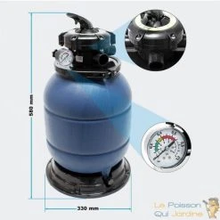 LEPOISSONQUIJARDINEFR Filtre à Sable Pour Piscines Hors Sol, Petites Piscines, Vanne 5 Voies - Bleu -Accessoire Piscine 6741153 2