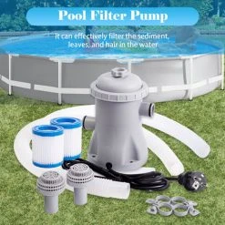 SUPERSELLER Jardin Piscine Pompe De Filtration De Piscine 330 GPH Pompe à Eau électrique Pour Pataugeoire Avec 2 Cartouches De Filtre De Piscine Pompes De Piscine Hors Sol Petite Pompe De Filtration De Piscine -Accessoire Piscine 67873421 3