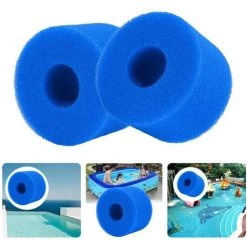 REGALOS Lot De 2 Cartouches De Mousse De Filtre De Piscine Compatibles Avec Intex S1 Type Cartouche De Filtre Lavable Réutilisable En Mousse éponge Cartouche De Filtre En Mousse Cartouche De Filtre De Piscine Cartouche En Mousse éponge, Bleu -Accessoire Piscine 67907348 2