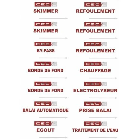 Kit D'autocollants Pour Repérage Sur Vanne Piscine CEC Piscine 1 Kit D'autocollants Pour Repérage Sur Vanne Piscine CEC Piscine
